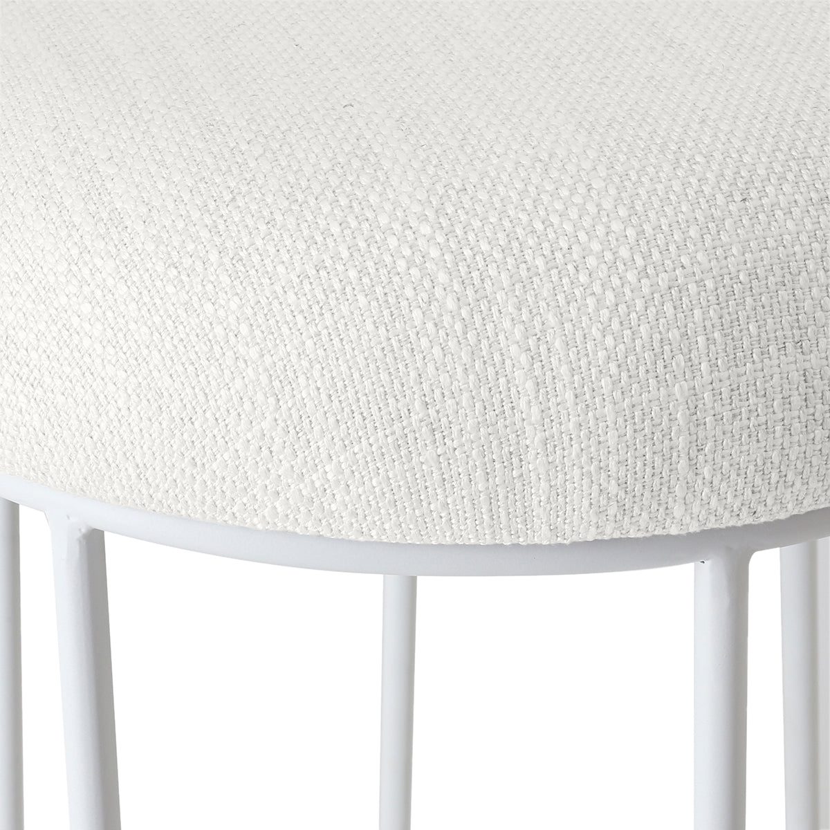 Aiden White Steel Kitchen Stool - Natural Linen