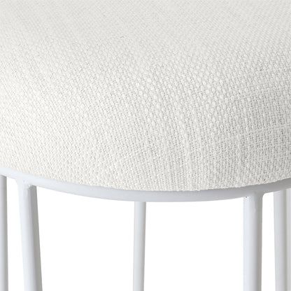 Aiden White Steel Kitchen Stool - Natural Linen