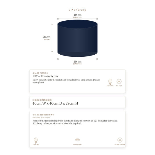 Left Bank Drum Shade - Navy