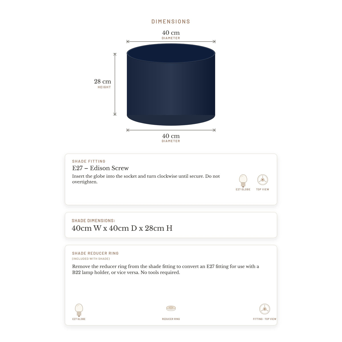 Left Bank Drum Shade - Navy