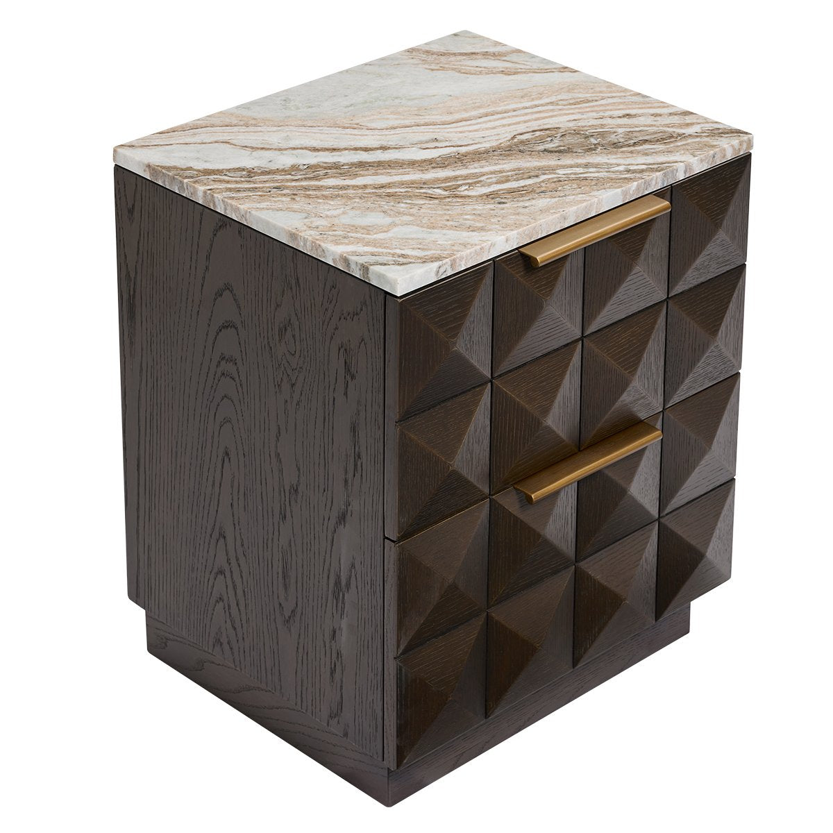 Benedict Smoked Oak Bedside Table - River Brown Marble