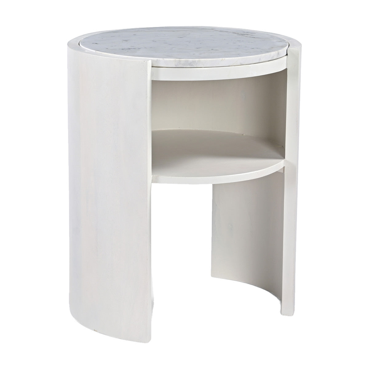 Frankie 50x60cm Marble Bedside Table - Ivory