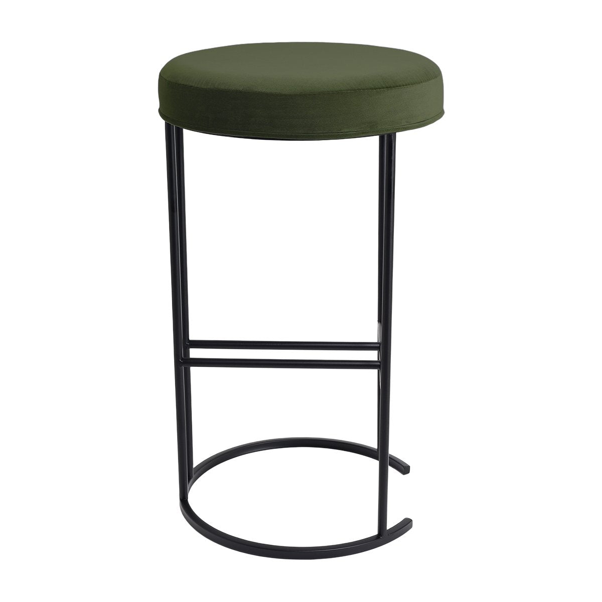 Blackley Black Iron Kitchen Stool - Moss Velvet