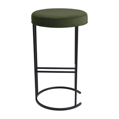 Blackley Black Iron Kitchen Stool - Moss Velvet