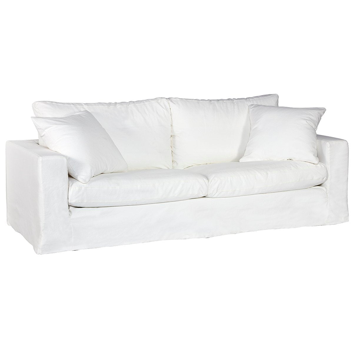 Bungalow 3 Seater Slip Cover Sofa - White Cotton - OUTLET NSW