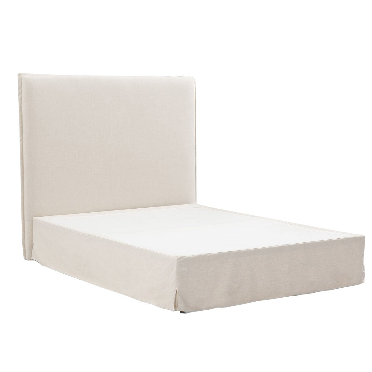 Brighton Slip Cover Queen Bedhead w Valance - Natural Linen - OUTLET NSW