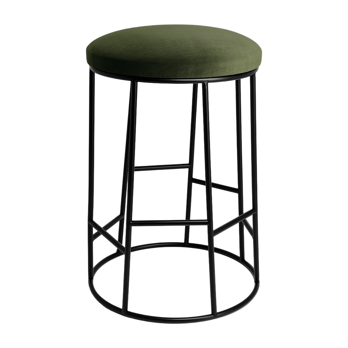 Aiden Black Steel Kitchen Stool - Moss Velvet