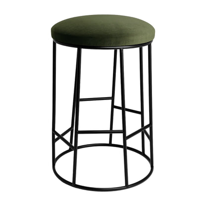 Aiden Black Steel Kitchen Stool - Moss Velvet