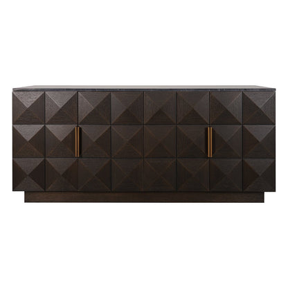 Benedict 170cm Smoked Oak Buffet - Black Marble