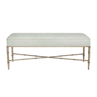 Hacienda Antique Gold Iron Bench Ottoman - Speckle Ecru