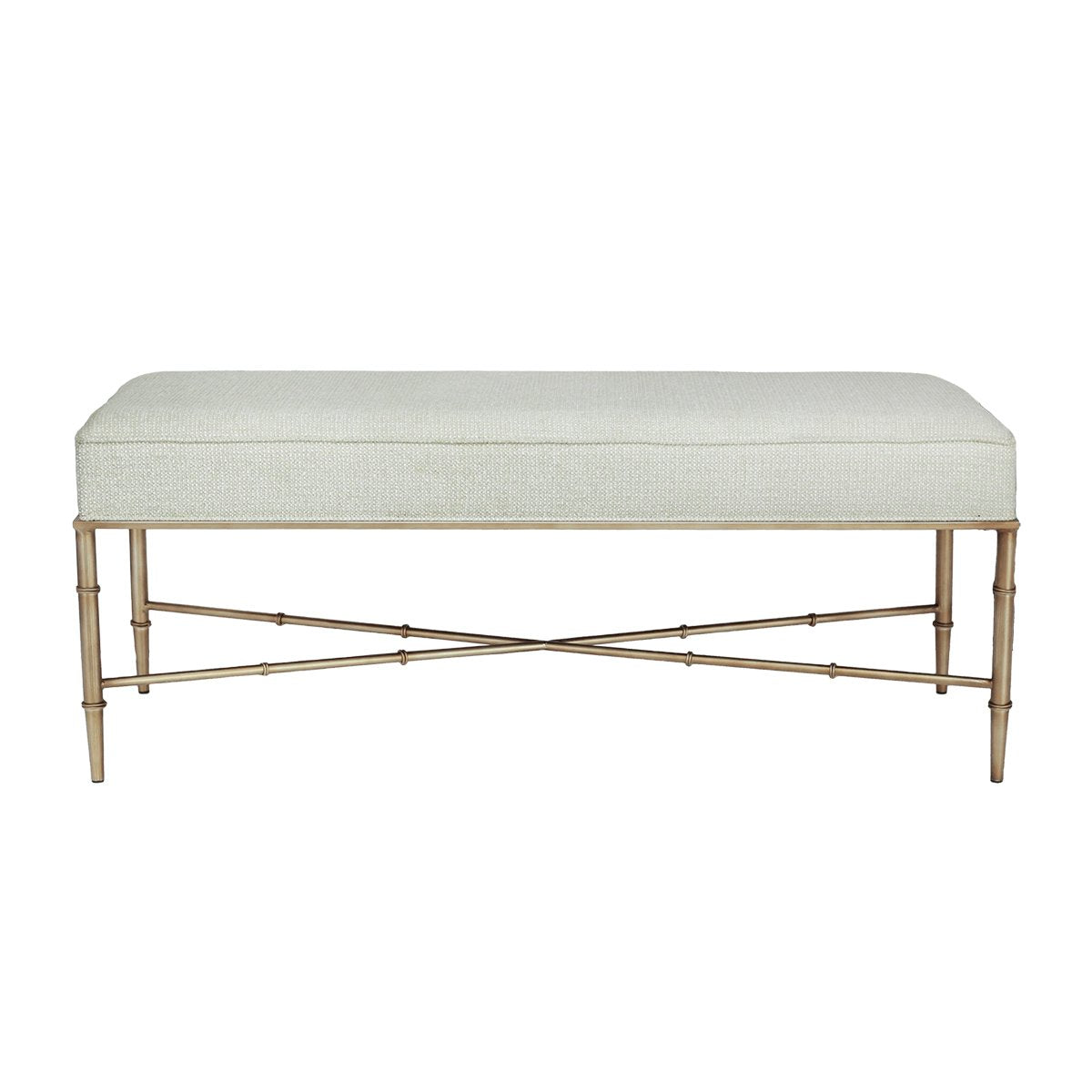 Hacienda Antique Gold Iron Bench Ottoman - Speckle Ecru