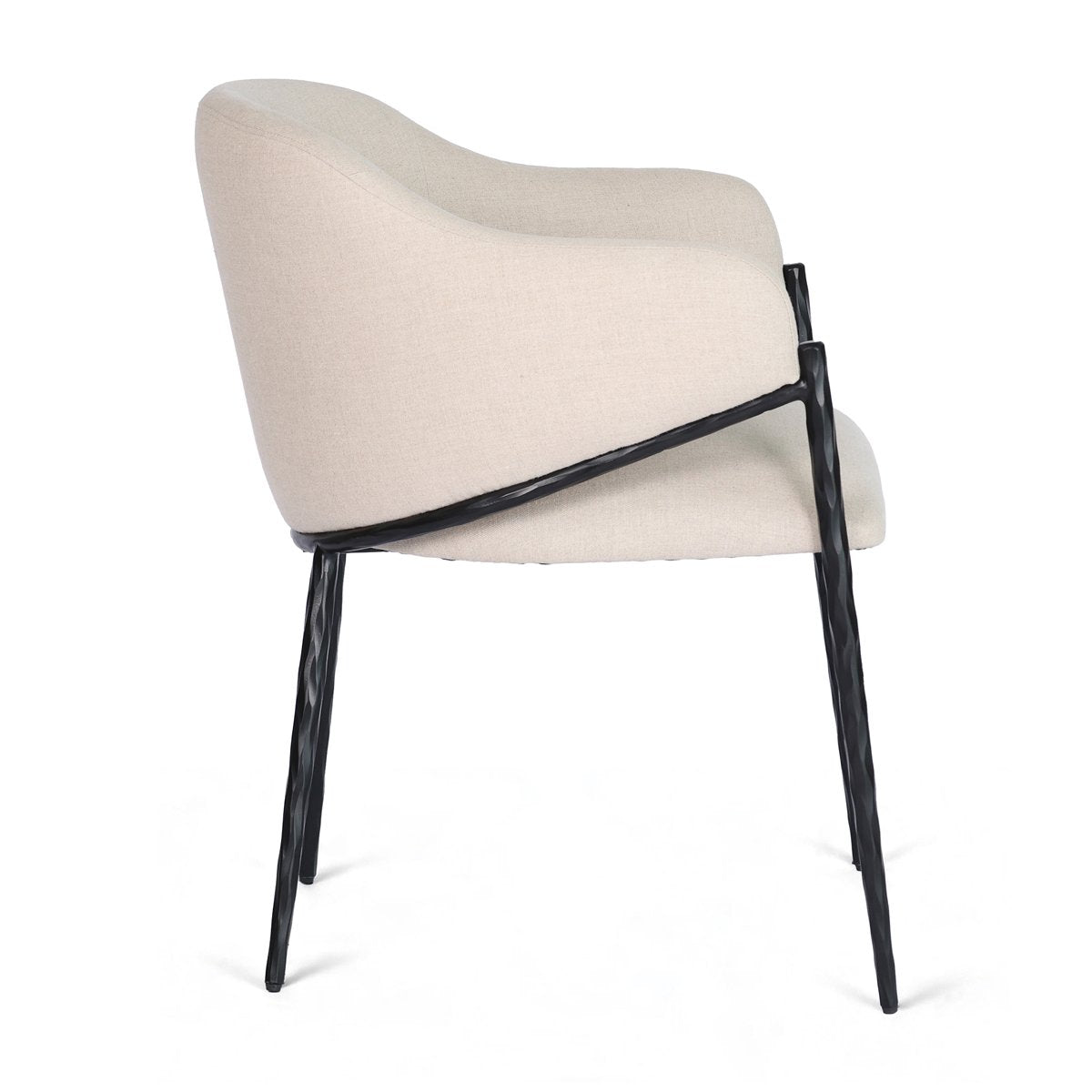 Heston Black Dining Chair with Arms - Natural Linen