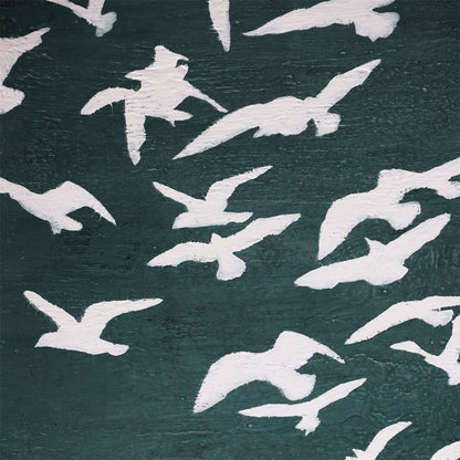 Migration Set of Two Oil on Canvas Painting - Green