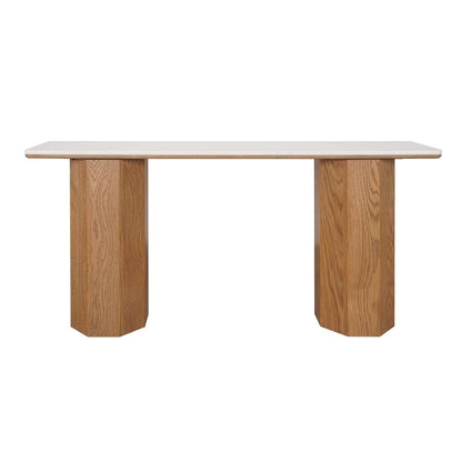Barlow Marble Console Table - Natural Oak