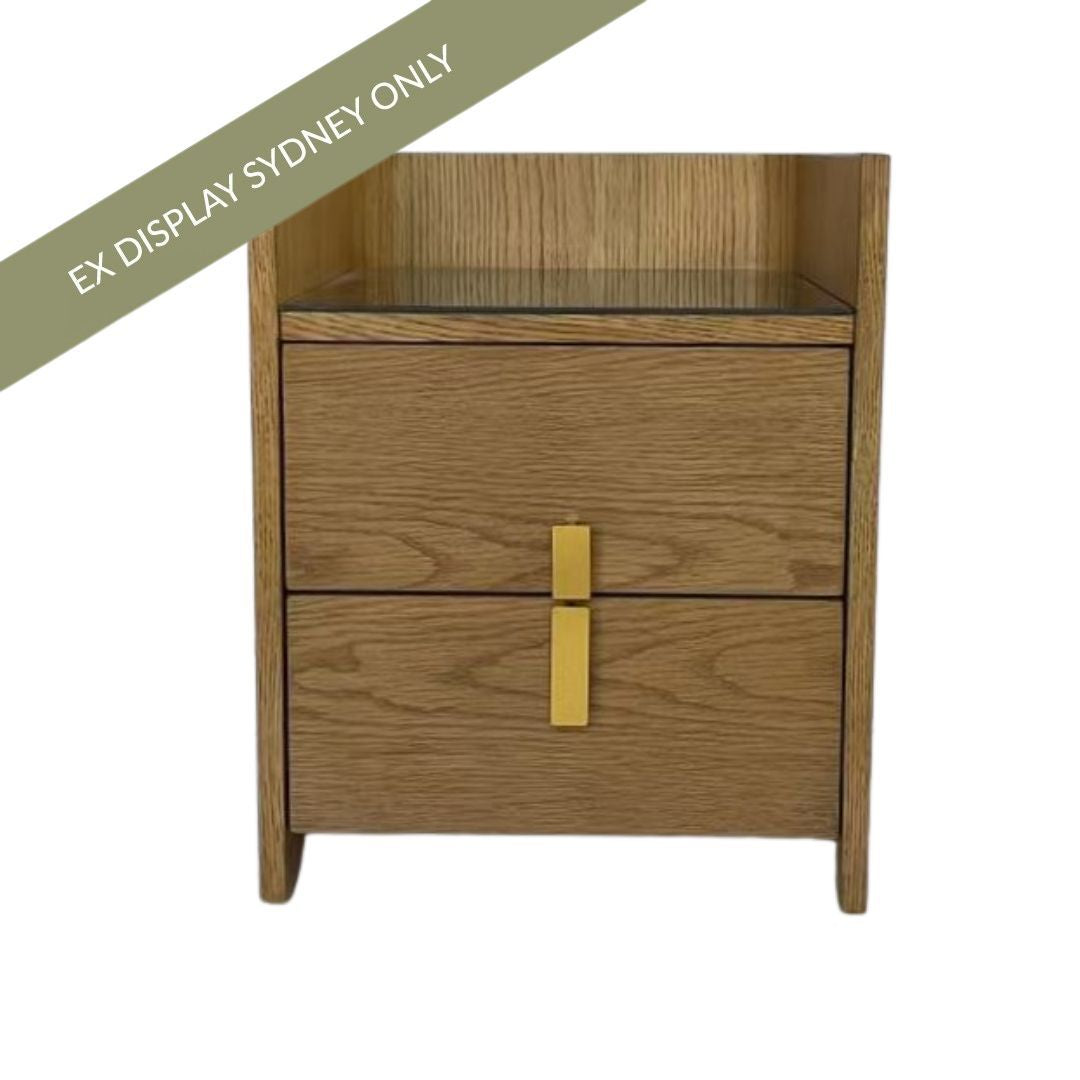Valerie 40x50cm Bedside Table - Petite Natural Oak - OUTLET NSW