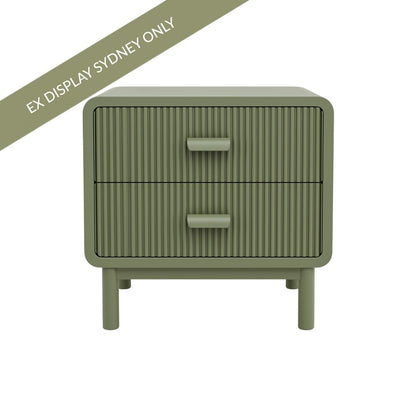 Olivia 55x55.5cm Bedside Table - Olive - OUTLET NSW