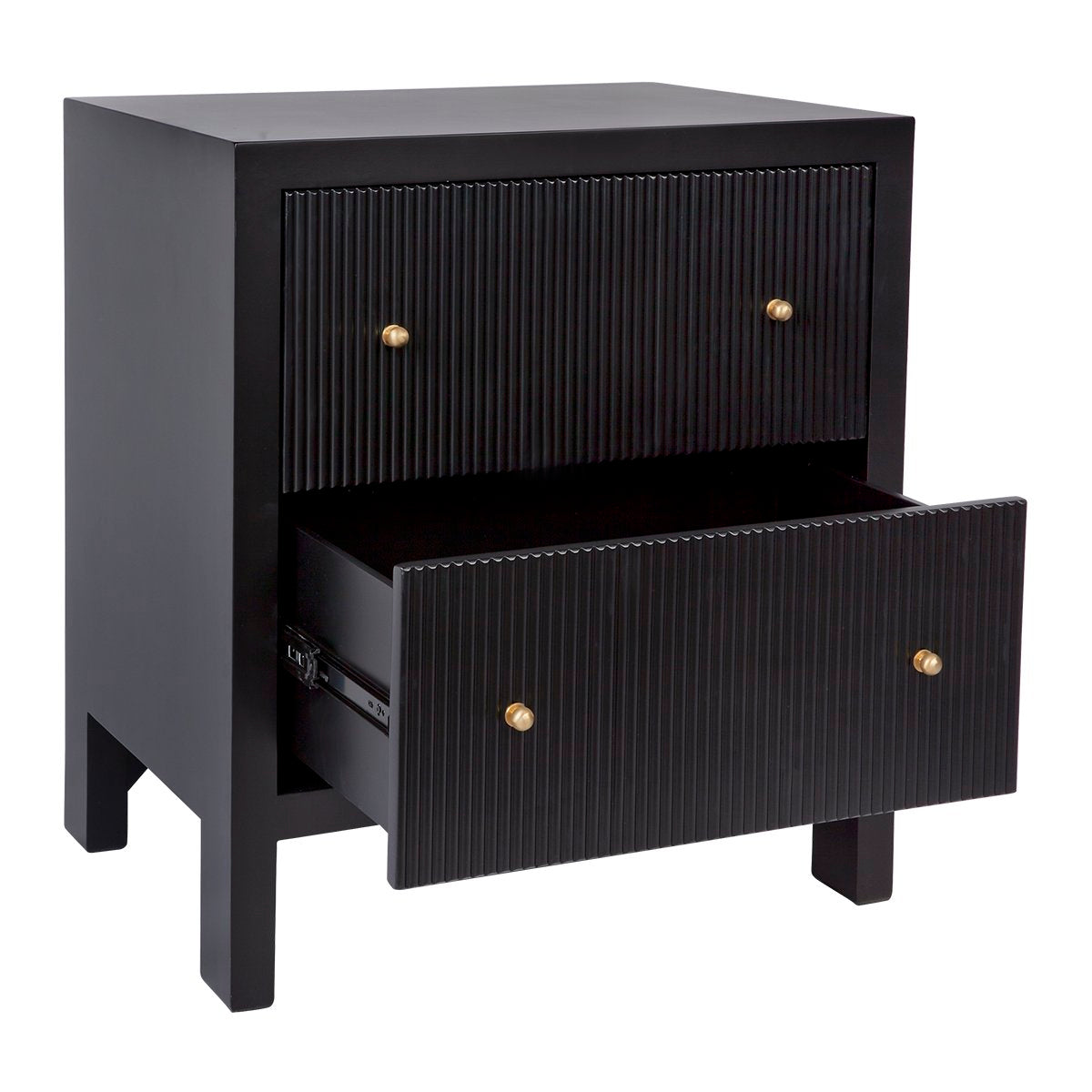 Ariana Bedside Table - Large Black Set of 2