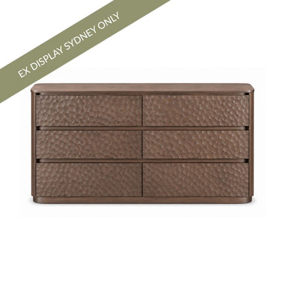 Mikki 150cm 6 Drawer Chest - Walnut Brown - OUTLET NSW