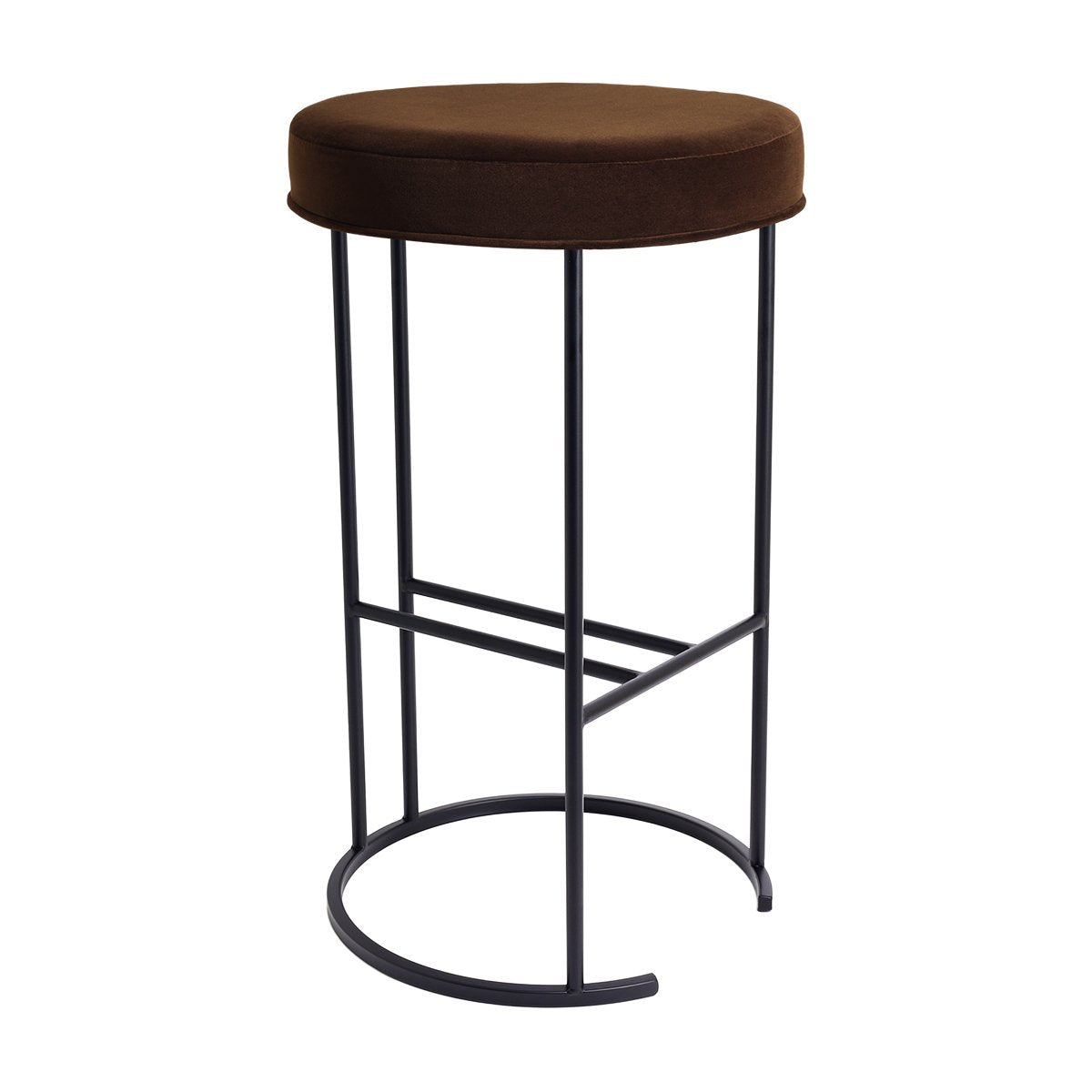 Blackley Black Iron Kitchen Stool - Dark Chocolate Velvet
