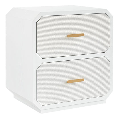 Anderson 2 Drawer Bedside Table - White - OUTLET NSW