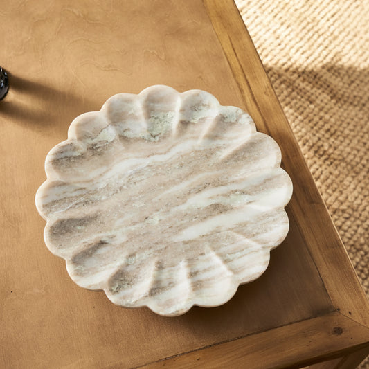 Stellar Marble Round Tray - Beige