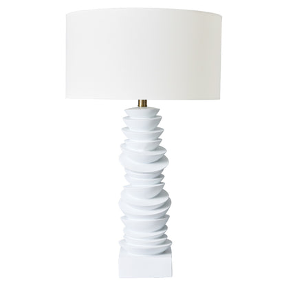 Mendoza Table Lamp - White w Off White Shade