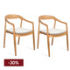 Astrid Ashwood Dining Chair Set of 2- Natural w White Linen