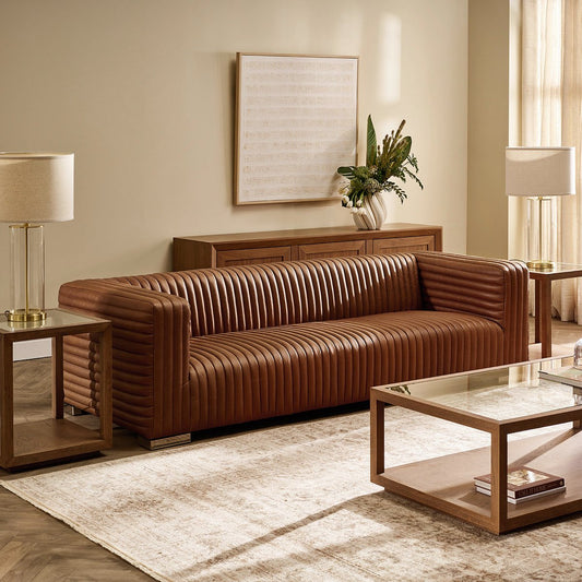 Granger 3 Seater Sofa - Dark Brown Leather ** Offlines pending re-order