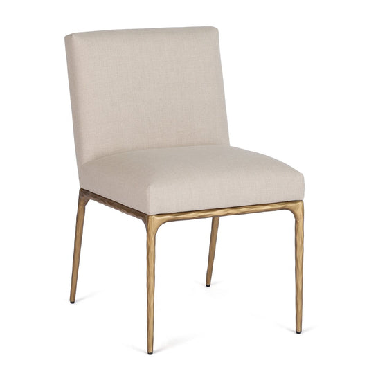 Heston Brass Dining Chair - Natural Linen
