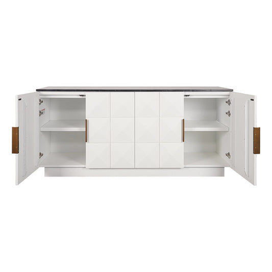Benedict White Oak Buffet - Black Marble