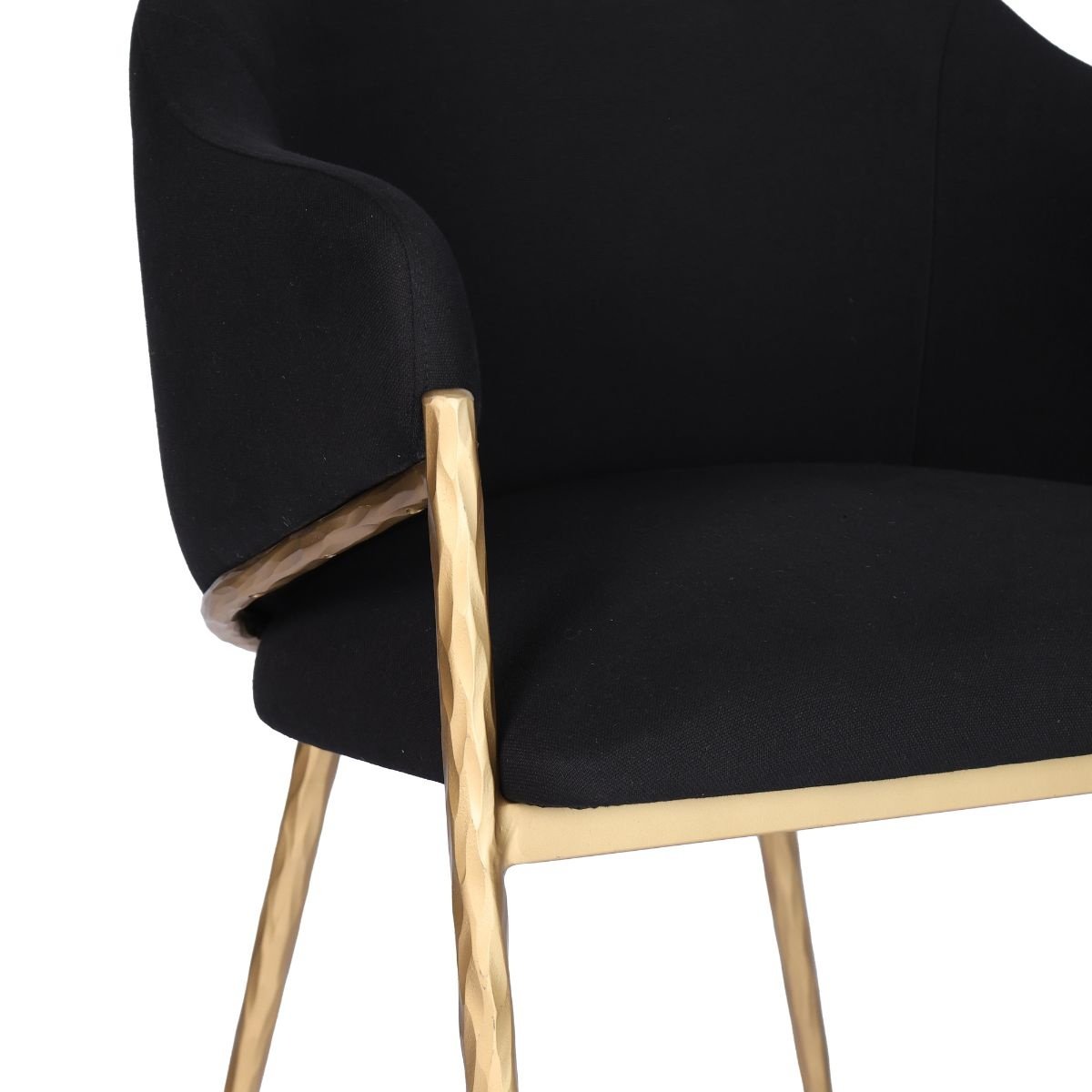 Heston Brass Dining Chair with Arms - Black Linen