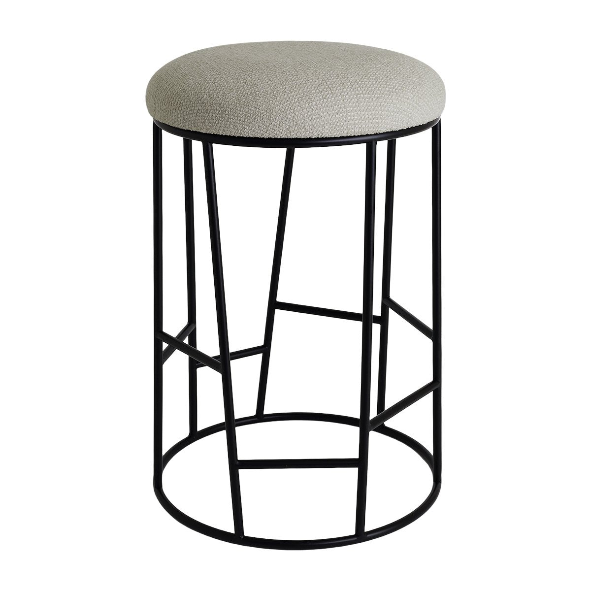 Aiden Black Steel Kitchen Stool - Speckle Ecru