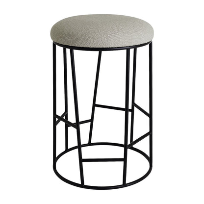 Aiden Black Steel Kitchen Stool - Speckle Ecru