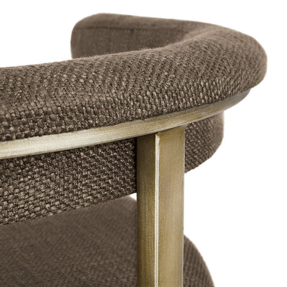 Dino Bar Stool with Upholstered Arms - Chocolate Linen