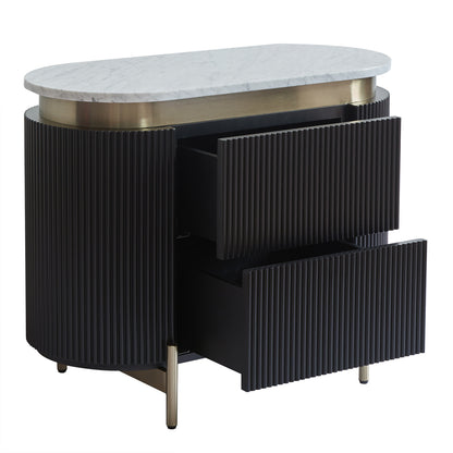 Demarco 76x60cm Bedside Table - Black