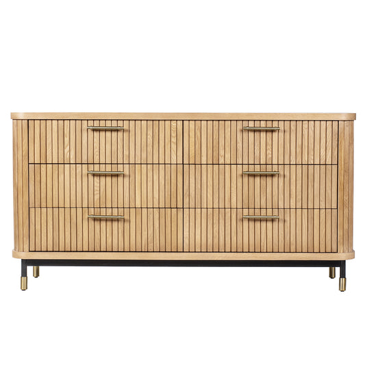 Sophia 160cm Oak 6 Drawer Chest - Natural