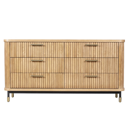 Sophia 160cm Oak 6 Drawer Chest - Natural