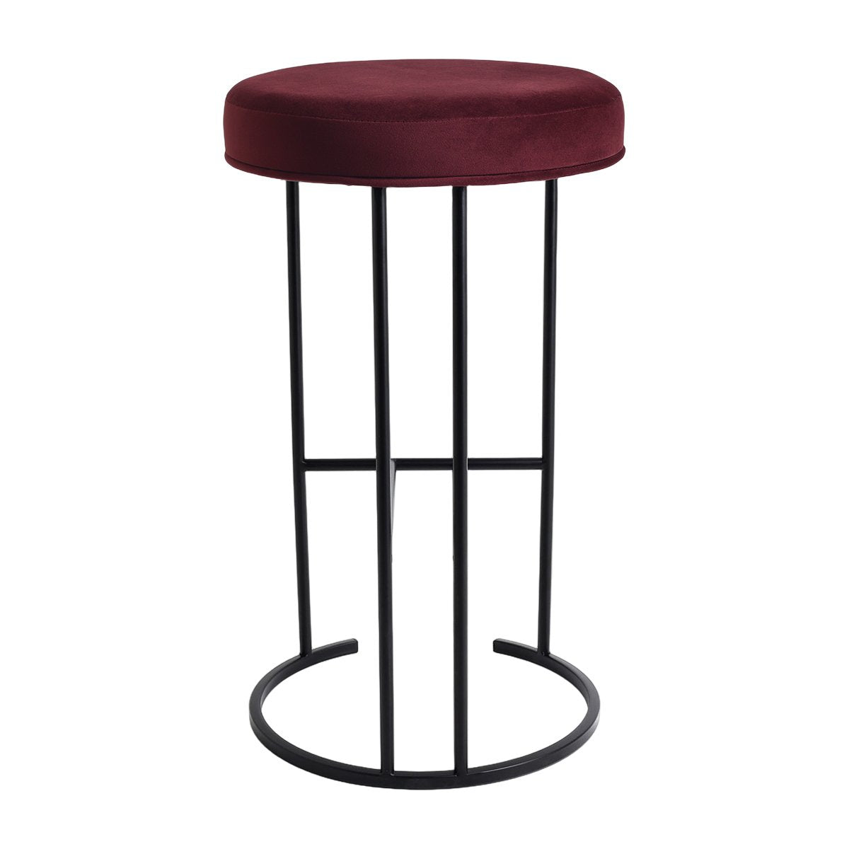 Blackley Black Iron Kitchen Stool - Mulberry Velvet