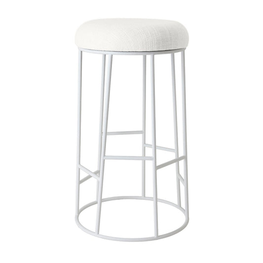 Aiden White Steel Bar Stool - Natural Linen