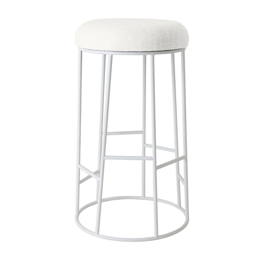 Aiden White Steel Bar Stool - Natural Linen