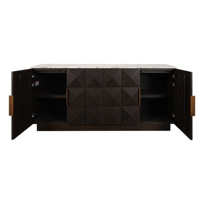 Benedict Smoked Oak Buffet - River Brown Marble