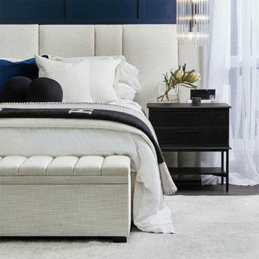 Aimee Large All BlackBedside Table Set of 2