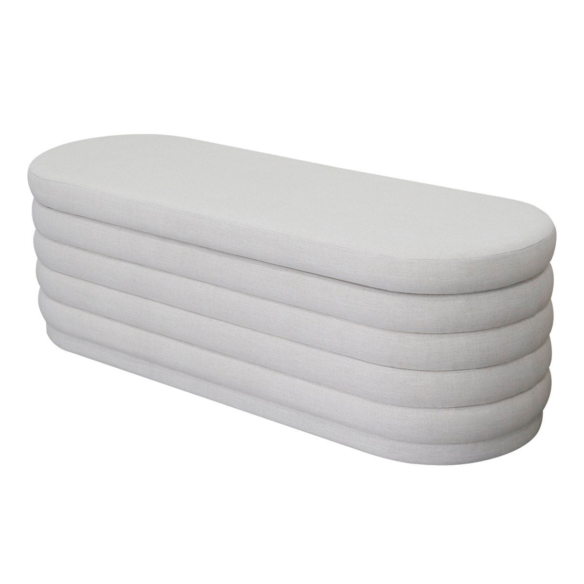 Demi Storage Bench Ottoman - Ecru Linen
