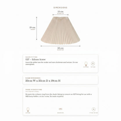 Anya Pleated Empire Shade - Small Off White