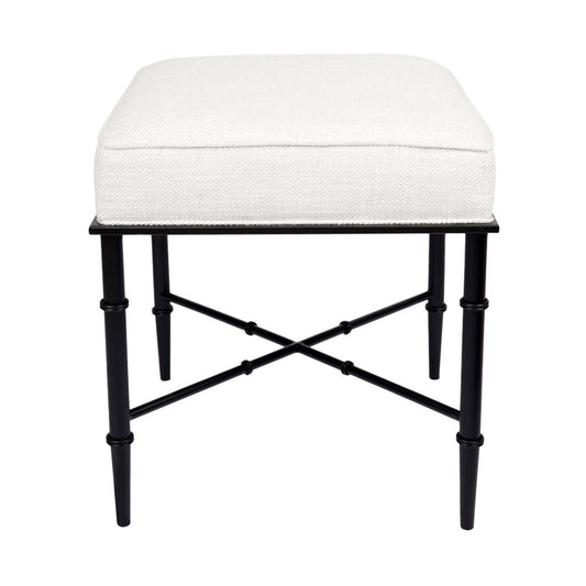 Hacienda Black Iron Stool - Natural Linen