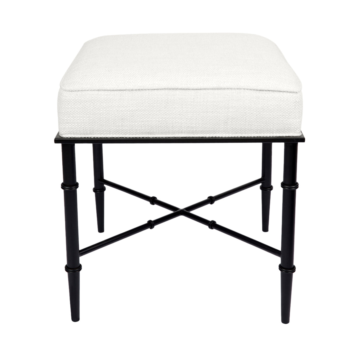 Hacienda Black Iron Stool - Natural Linen