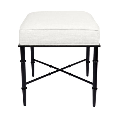 Hacienda Black Iron Stool - Natural Linen