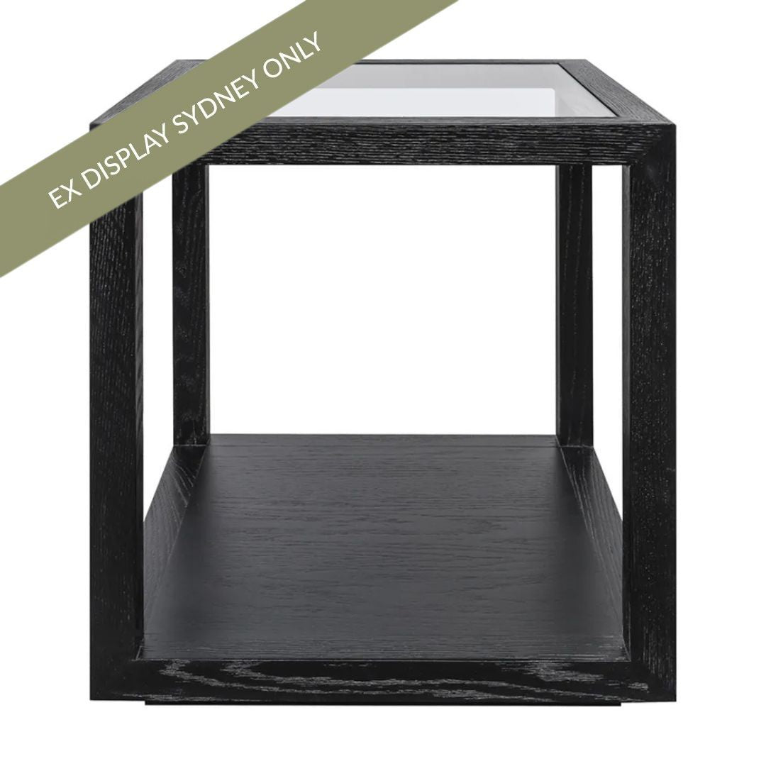 Sadie Oak Square Side Table - Medium Black - OUTLET NSW