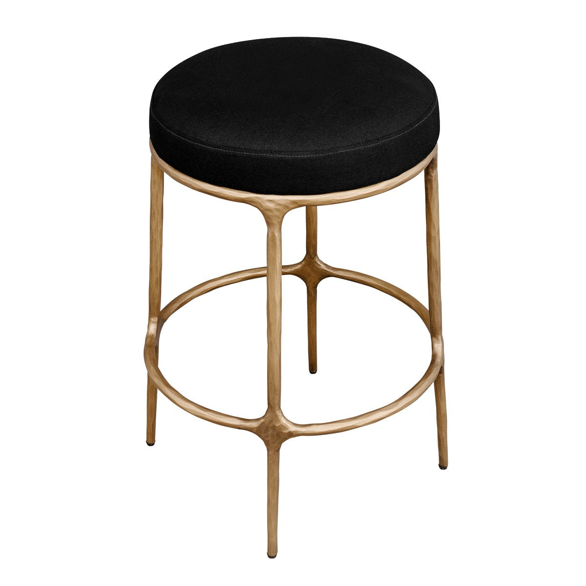 Heston Brass Kitchen Stool - Black Linen