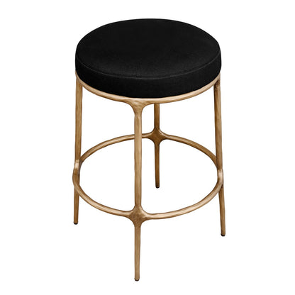 Heston Brass Kitchen Stool - Black Linen